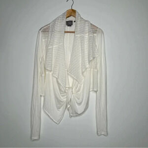 Anthropologie Vanessa Virginia Cream Open-Front Tie-Front Draped Cardigan